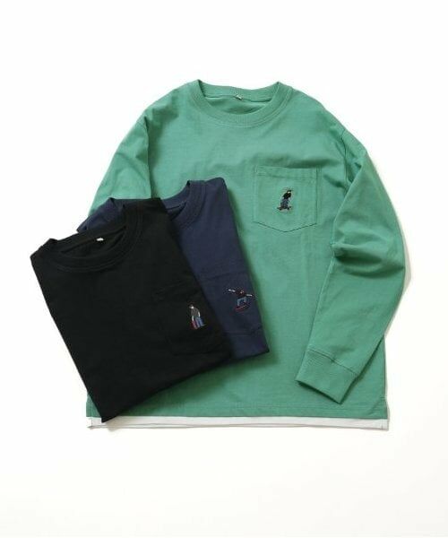 GLAZOS / グラソス Tシャツ | 【大人向けサイズあり】ポケットボブ刺繍入り裾レイヤード長袖Tシャツ | 詳細7