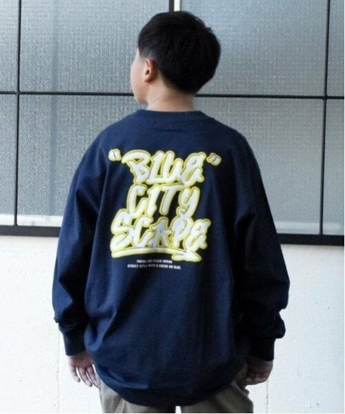 GLAZOS / グラソス Tシャツ | 【大人向けサイズあり】ストリートグラフィティ発泡プリントビッグ長袖Tシャツ（コン）