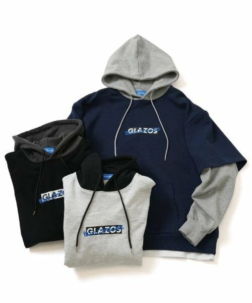 GLAZOS / グラソス パーカー | 【大人向けサイズあり】【速乾・毛玉になりにくい】フロントロゴ袖レイヤードビッグパーカー | 詳細12