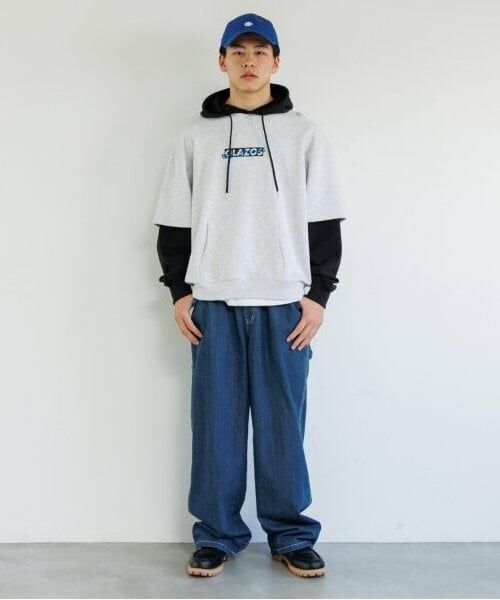 GLAZOS / グラソス パーカー | 【大人向けサイズあり】【速乾・毛玉になりにくい】フロントロゴ袖レイヤードビッグパーカー | 詳細2