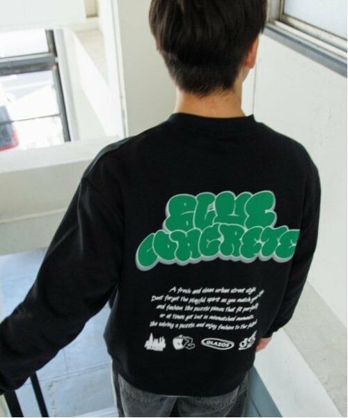 GLAZOS / グラソス スウェット | 【大人向けサイズあり】【速乾・毛玉になりにくい】バックグラフィティビッグトレーナー（クロ）