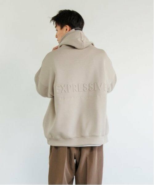 GLAZOS / グラソス パーカー | 【大人向けサイズあり】ダンボール・エンボス加工ビッグパーカー（ベージュ）