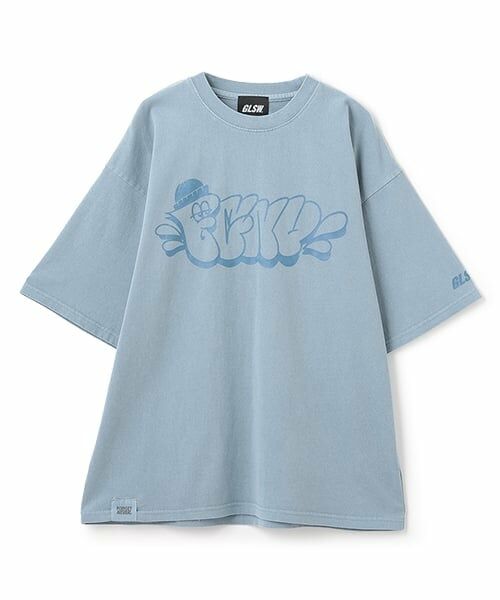 GLAZOS / グラソス Tシャツ | 【大人向けサイズあり】【FORGETNEVER】ヘビーウェイトピグメント加工プリントTシャツ（ブルー）