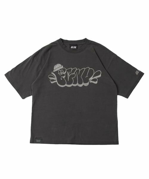 GLAZOS / グラソス Tシャツ | 【大人向けサイズあり】【FORGETNEVER】ヘビーウェイトピグメント加工プリントTシャツ（チャコール）