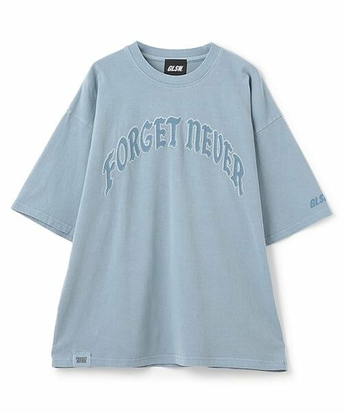 GLAZOS / グラソス Tシャツ | 【大人向けサイズあり】【FORGETNEVER】ヘビーウェイトピグメント加工アップリケTシャツ（ブルー）