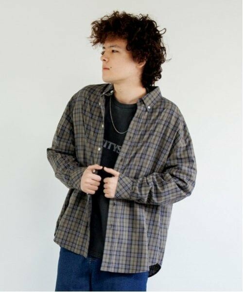 GLAZOS / グラソス シャツ・ブラウス | 【大人向けサイズあり】アソート・ボタンダウン長袖シャツ（グレー(マドラスチェック)）