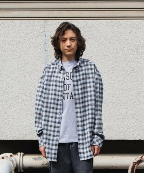 GLAZOS / グラソス シャツ・ブラウス | 【大人向けサイズあり】アソート・ボタンダウン長袖シャツ（L・グレー(オンブレーチェック)）