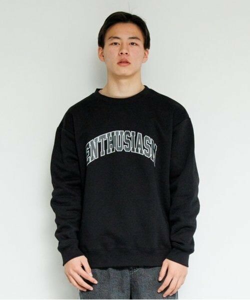 GLAZOS / グラソス スウェット | 【大人向けサイズあり】【毛玉になりにくい】裏起毛・ブラックコレクション（クロ(カレッジプリント)）