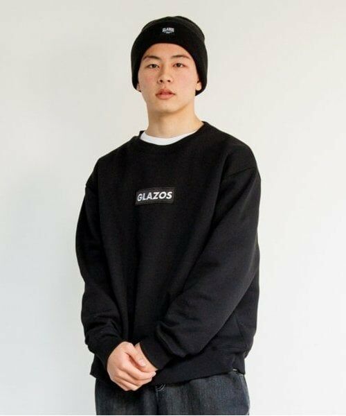 GLAZOS / グラソス スウェット | 【大人向けサイズあり】【毛玉になりにくい】裏起毛・ブラックコレクション（クロ(BOXロゴ)）