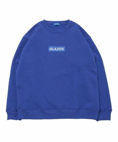 GLAZOS / グラソス スウェット | 【大人向けサイズあり】【毛玉になりにくい】裏起毛・ボックス刺繍ロゴトレーナー（ブルー）
