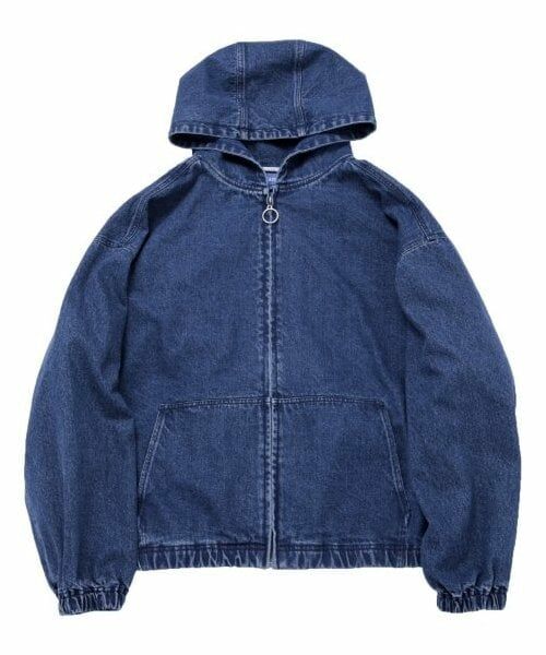 GLAZOS / グラソス ブルゾン | 【大人向けサイズあり】フードデニムジップアップジャケット（ＤＥ・ブルー）