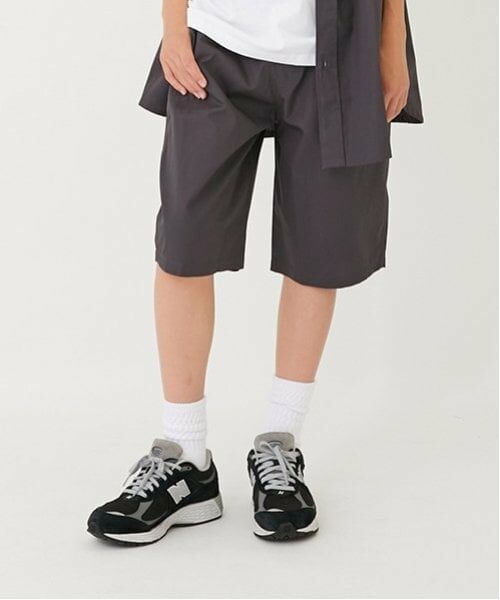 GLAZOS / グラソス ショート・ハーフ・半端丈パンツ | 【大人向けサイズあり】【セットアップ対応】タイプライター・イージーハーフパンツ（チャコール）