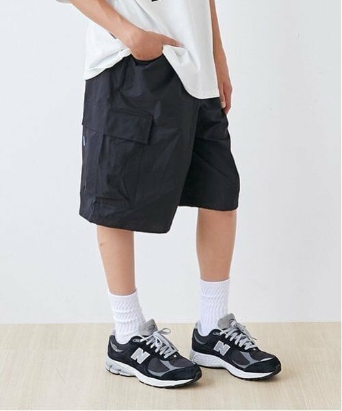 GLAZOS / グラソス ショート・ハーフ・半端丈パンツ | 【大人向けサイズあり】【Easycare】ポリリップ・ハーフカーゴパンツ（黒）