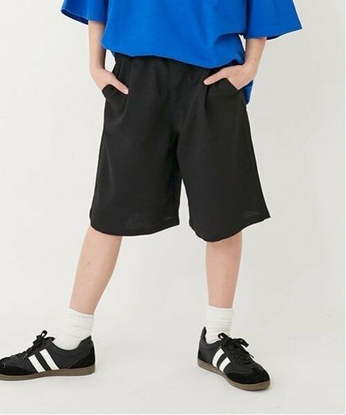 GLAZOS / グラソス ショート・ハーフ・半端丈パンツ | 【大人向けサイズあり】パナマ風タックハーフパンツ（黒）