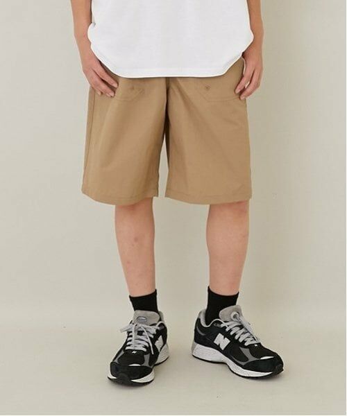GLAZOS / グラソス ショート・ハーフ・半端丈パンツ | 【大人向けサイズあり】【撥水】ナイロンワッシャーベイカーハーフパンツ（ベージュ）