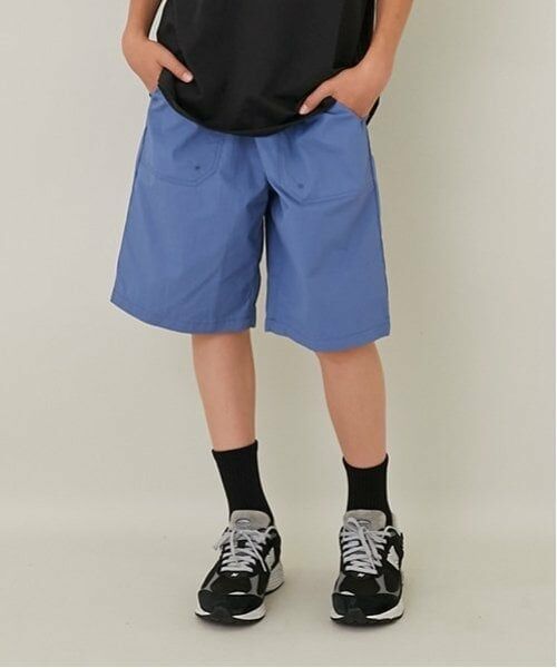 GLAZOS / グラソス ショート・ハーフ・半端丈パンツ | 【大人向けサイズあり】【撥水】ナイロンワッシャーベイカーハーフパンツ（ブルー）