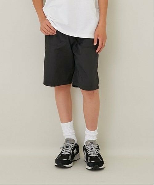 GLAZOS / グラソス ショート・ハーフ・半端丈パンツ | 【大人向けサイズあり】【撥水】ナイロンワッシャーベイカーハーフパンツ（クロ）
