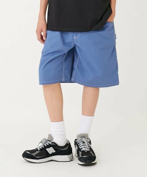GLAZOS / グラソス ショート・ハーフ・半端丈パンツ | 【大人向けサイズあり】【撥水】ナイロンワッシャーペインターハーフパンツ（ブルー）