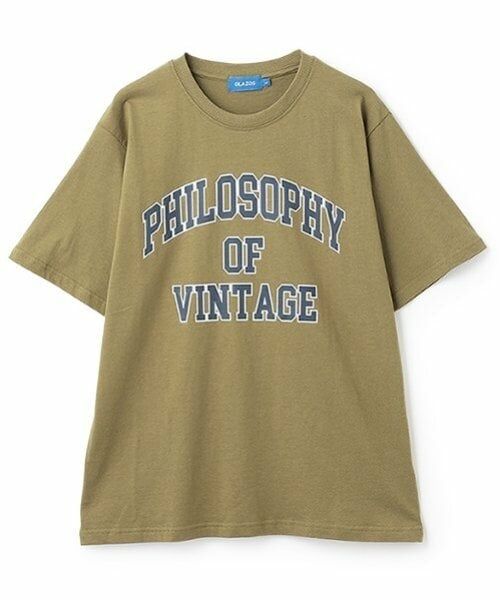 GLAZOS / グラソス Tシャツ | 【大人向けサイズあり】【プチプラ】フロントカレッジロゴ半袖Tシャツ（カーキ）