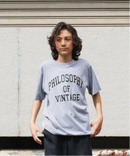 GLAZOS / グラソス Tシャツ | 【大人向けサイズあり】【プチプラ】フロントカレッジロゴ半袖Tシャツ（トップ グレー）