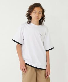 GLAZOS / グラソス Tシャツ | 【大人向けサイズあり】ワンポイントロゴ裾レイヤード半袖Tシャツ