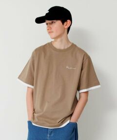GLAZOS / グラソス Tシャツ | 【大人向けサイズあり】ワンポイントロゴ裾レイヤード半袖Tシャツ