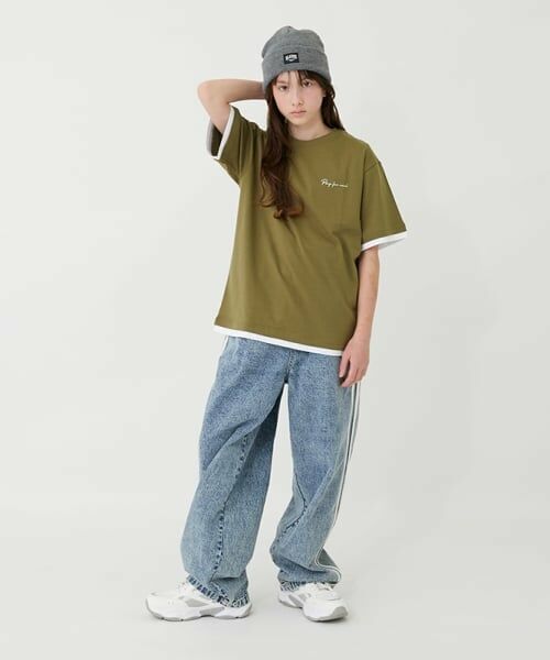 GLAZOS / グラソス Tシャツ | 【大人向けサイズあり】ワンポイントロゴ裾レイヤード半袖Tシャツ | 詳細18