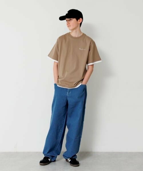 GLAZOS / グラソス Tシャツ | 【大人向けサイズあり】ワンポイントロゴ裾レイヤード半袖Tシャツ | 詳細4