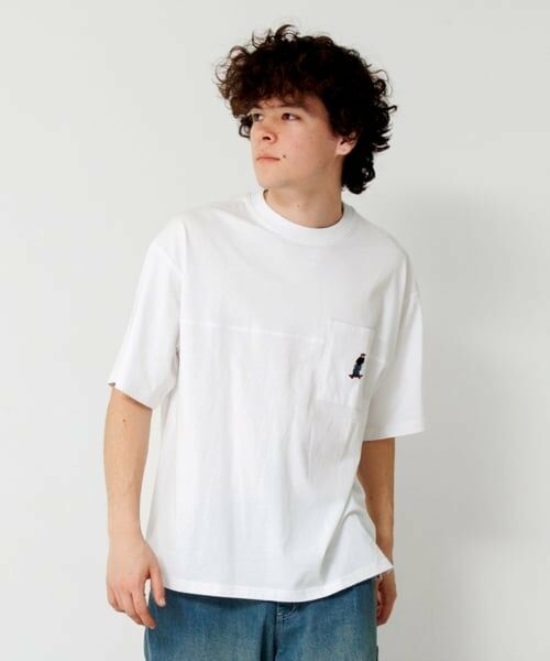 GLAZOS / グラソス Tシャツ | 【大人向けサイズあり】ポケット付きスケーター刺繍ビッグ半袖Tシャツ（シロ）