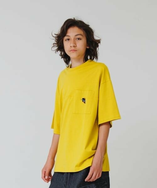 GLAZOS / グラソス Tシャツ | 【大人向けサイズあり】ポケット付きスケーター刺繍ビッグ半袖Tシャツ（キイロ）