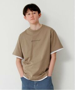 GLAZOS / グラソス Tシャツ | 【大人向けサイズあり】フロントロゴプリント裾レイヤード半袖Tシャツ