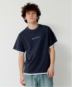GLAZOS / グラソス Tシャツ | 【大人向けサイズあり】フロントロゴプリント裾レイヤード半袖Tシャツ