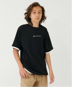 GLAZOS / グラソス Tシャツ | 【大人向けサイズあり】フロントロゴプリント裾レイヤード半袖Tシャツ