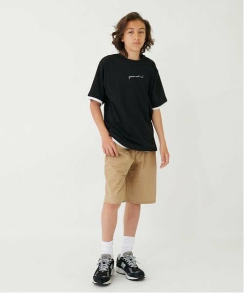 GLAZOS / グラソス Tシャツ | 【大人向けサイズあり】フロントロゴプリント裾レイヤード半袖Tシャツ | 詳細15