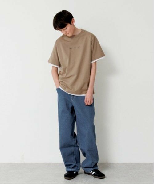 GLAZOS / グラソス Tシャツ | 【大人向けサイズあり】フロントロゴプリント裾レイヤード半袖Tシャツ | 詳細2