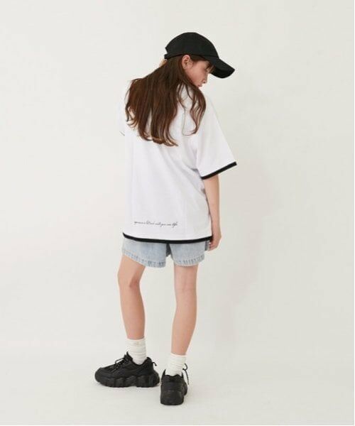 GLAZOS / グラソス Tシャツ | 【大人向けサイズあり】フロントロゴプリント裾レイヤード半袖Tシャツ | 詳細20