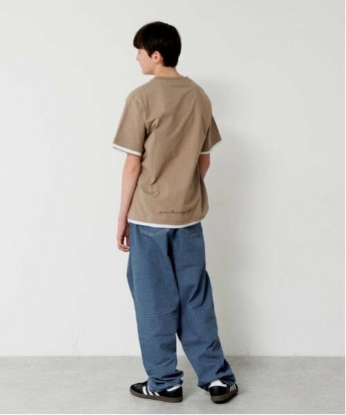 GLAZOS / グラソス Tシャツ | 【大人向けサイズあり】フロントロゴプリント裾レイヤード半袖Tシャツ | 詳細3