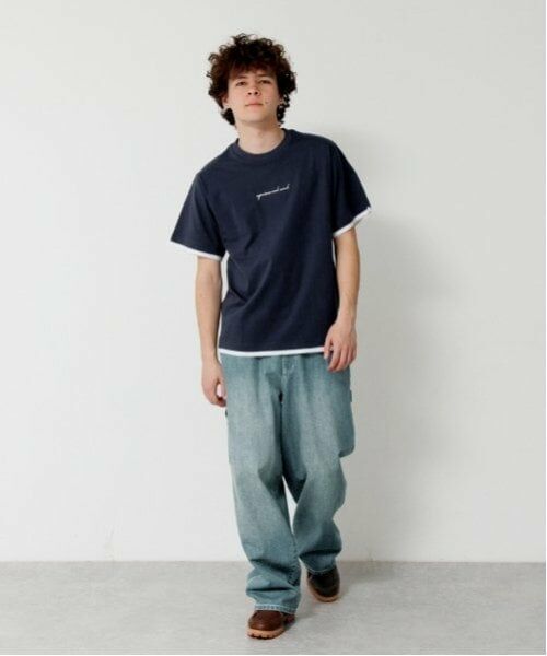 GLAZOS / グラソス Tシャツ | 【大人向けサイズあり】フロントロゴプリント裾レイヤード半袖Tシャツ | 詳細4