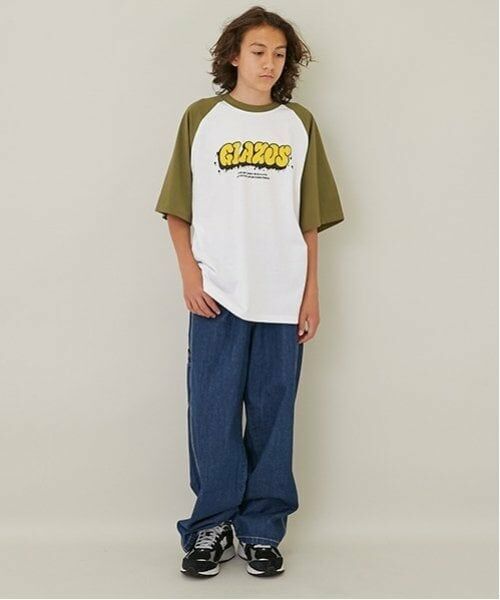 GLAZOS / グラソス Tシャツ | 【大人向けサイズあり】グラフィティプリントラグランスリーブビッグ半袖Tシャツ | 詳細12
