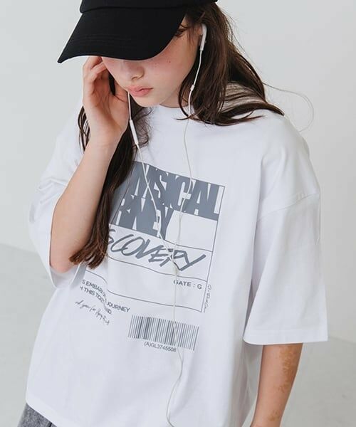 GLAZOS / グラソス Tシャツ | 【大人向けサイズあり】フロントリフレクタープリントビッグ半袖Tシャツ（シロ）