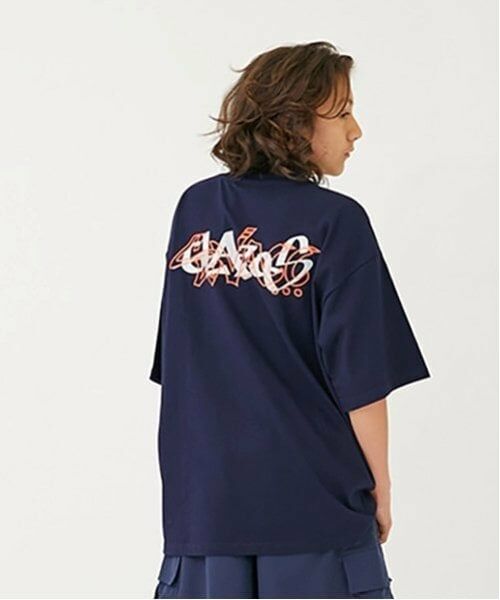 GLAZOS / グラソス Tシャツ | 【大人向けサイズあり】【ヘビーウェイト天竺】グラフィティロゴプリントTシャツ（紺）