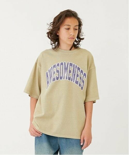 GLAZOS / グラソス Tシャツ | 【大人向けサイズあり】【ヘビーウェイト天竺】ピグメントカレッジロゴTシャツ（ベージュ）