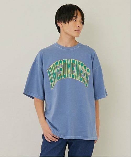 GLAZOS / グラソス Tシャツ | 【大人向けサイズあり】【ヘビーウェイト天竺】ピグメントカレッジロゴTシャツ（ブルー）