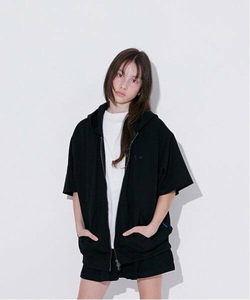 GLAZOS / グラソス パーカー | 【大人向けサイズあり】【接触冷感】エアリークッション・ZIPUP半袖パーカー（黒）