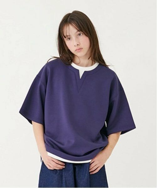 GLAZOS / グラソス Tシャツ | 【大人向けサイズあり】【接触冷感】エアリークッション・キーネック半袖Tシャツ（紺）