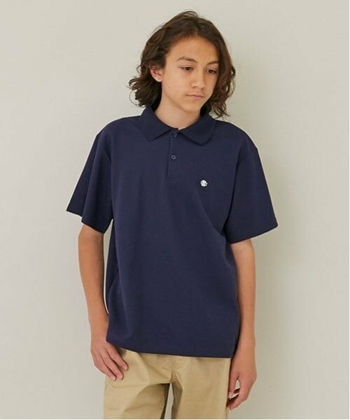 GLAZOS / グラソス Tシャツ | 【大人向けサイズあり】【吸水速乾】カノコ・ワンポイント刺しゅう半袖ポロシャツ（紺）