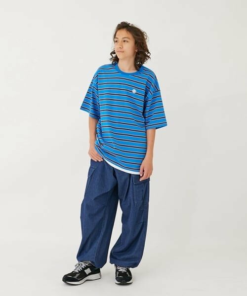 GLAZOS / グラソス Tシャツ | 【大人向けサイズあり】ボーダー・ワンポイント刺しゅうレイヤードビッグ半袖Tシャツ | 詳細14