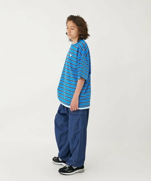 GLAZOS / グラソス Tシャツ | 【大人向けサイズあり】ボーダー・ワンポイント刺しゅうレイヤードビッグ半袖Tシャツ | 詳細15