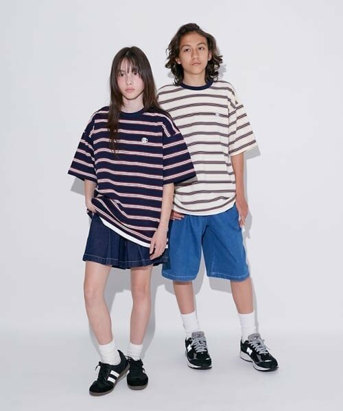 GLAZOS / グラソス Tシャツ | 【大人向けサイズあり】ボーダー・ワンポイント刺しゅうレイヤードビッグ半袖Tシャツ | 詳細16