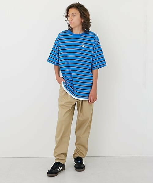 GLAZOS / グラソス Tシャツ | 【大人向けサイズあり】ボーダー・ワンポイント刺しゅうレイヤードビッグ半袖Tシャツ | 詳細17